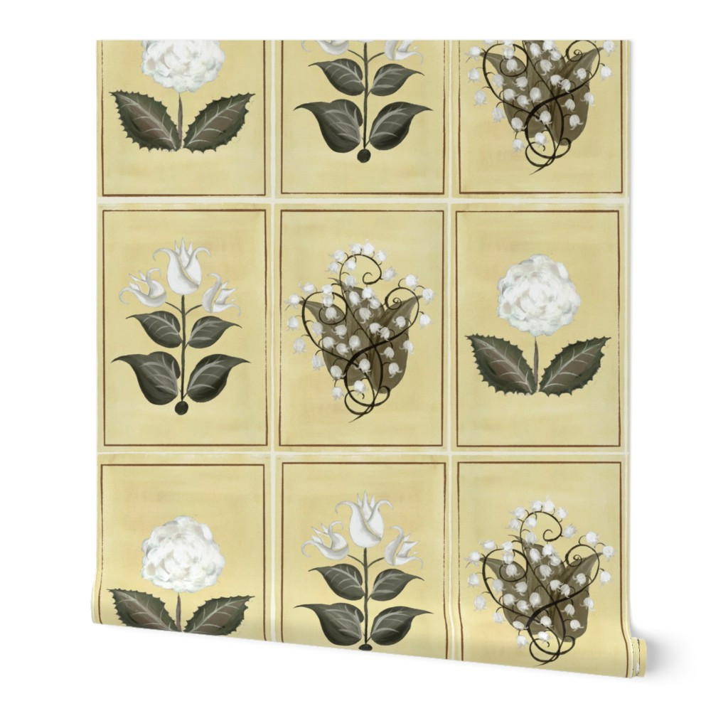 Wallpaper in Botanical Border Small Flowers | Spoonflower