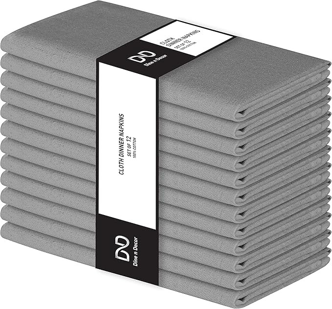 Set of 12 Cloth Dinner Napkins 100% Cotton - Soft Durable Washable - Ideal for Farmhouse Party We... | Amazon (US)