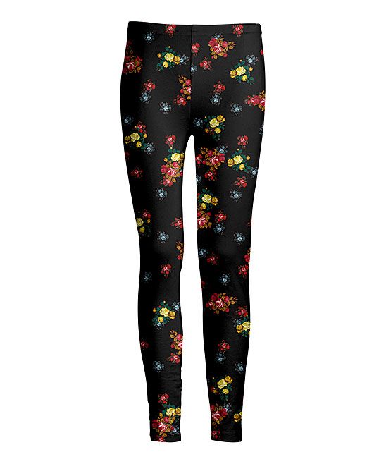 Black & Red Floral Leggings - Women & Plus | zulily