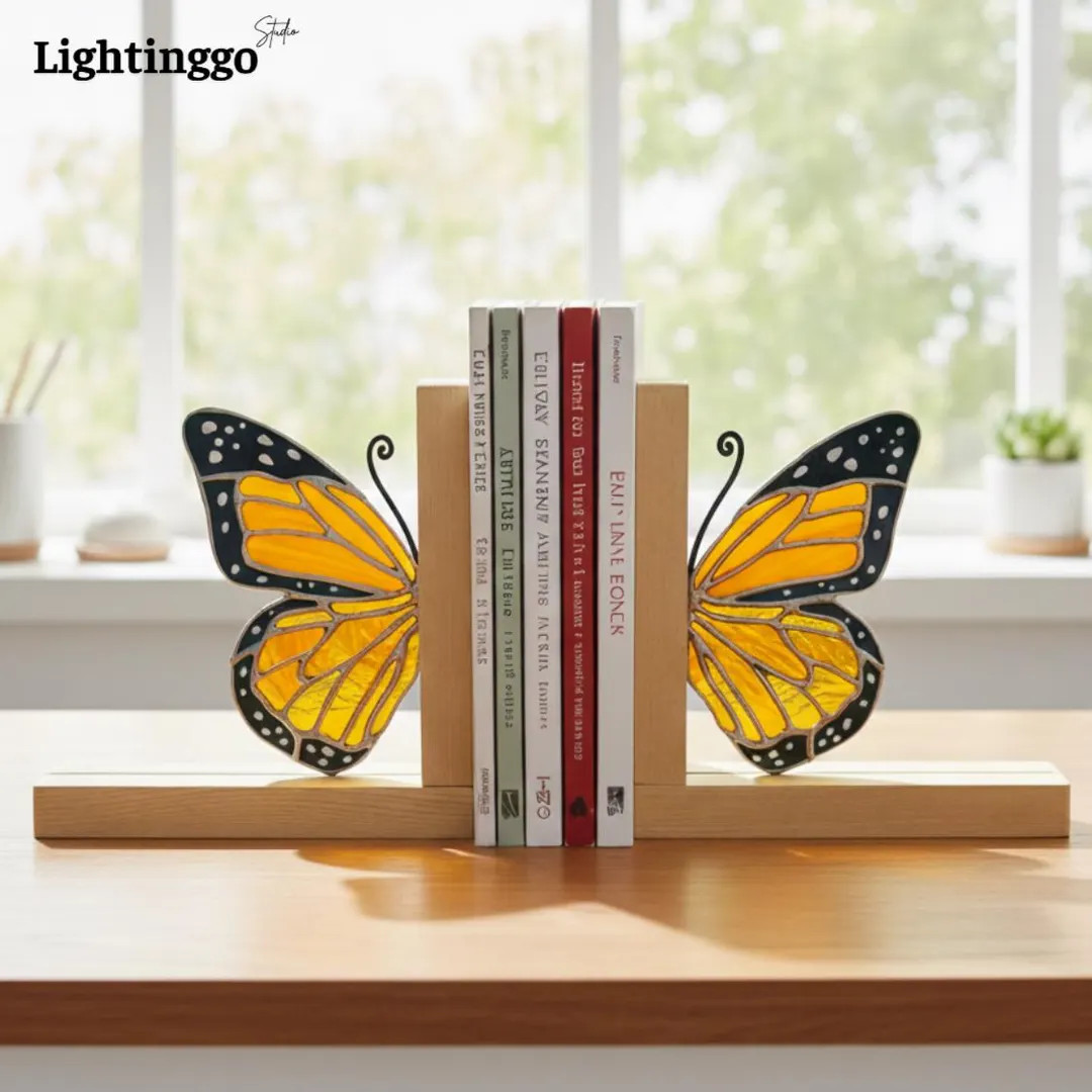 Handmade Butterfly Stained Glass Bookends: Butterfly Book Holder, Office Decor, Christmas Gift Id... | Etsy (US)