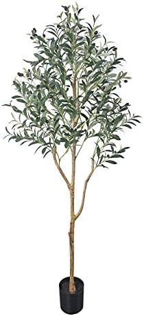 Amazon.com: Phimos Artificial Olive Tree Tall Fake Potted Olive Silk Tree with Planter Large Faux... | Amazon (US)