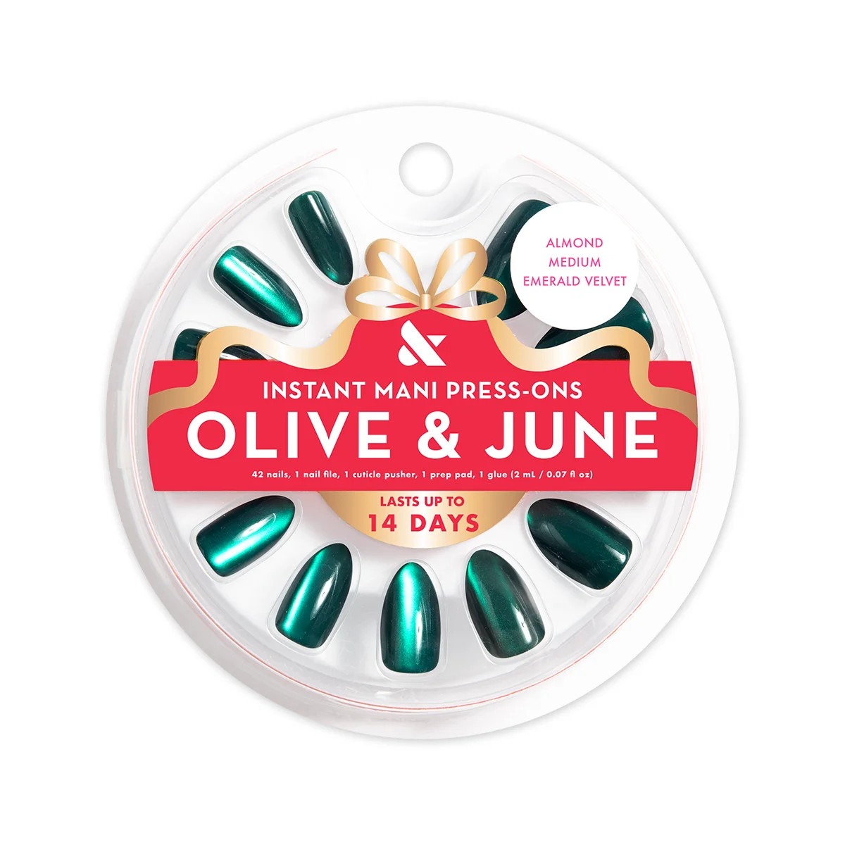 Olive & June Press On Emerald Velvet, Medium, Almond | Walmart (US)
