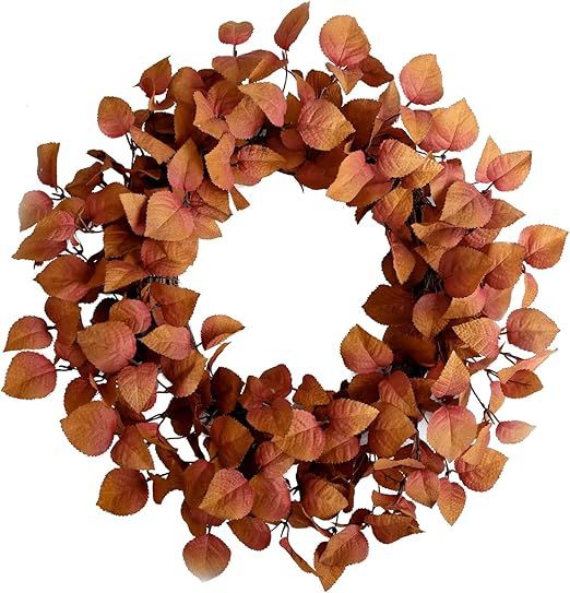 Artificial Fall Leaves Wreath 20inch Autumn Leaf Decorative Wreath for Festival Celebration Front... | Amazon (US)