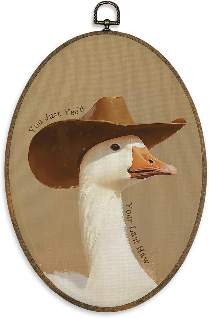 XBBMGG Vintage Cowboy Goose Wall Art Decor, Funny Western You Just Yee'd Oval Wall Hanging Decor,... | Amazon (US)