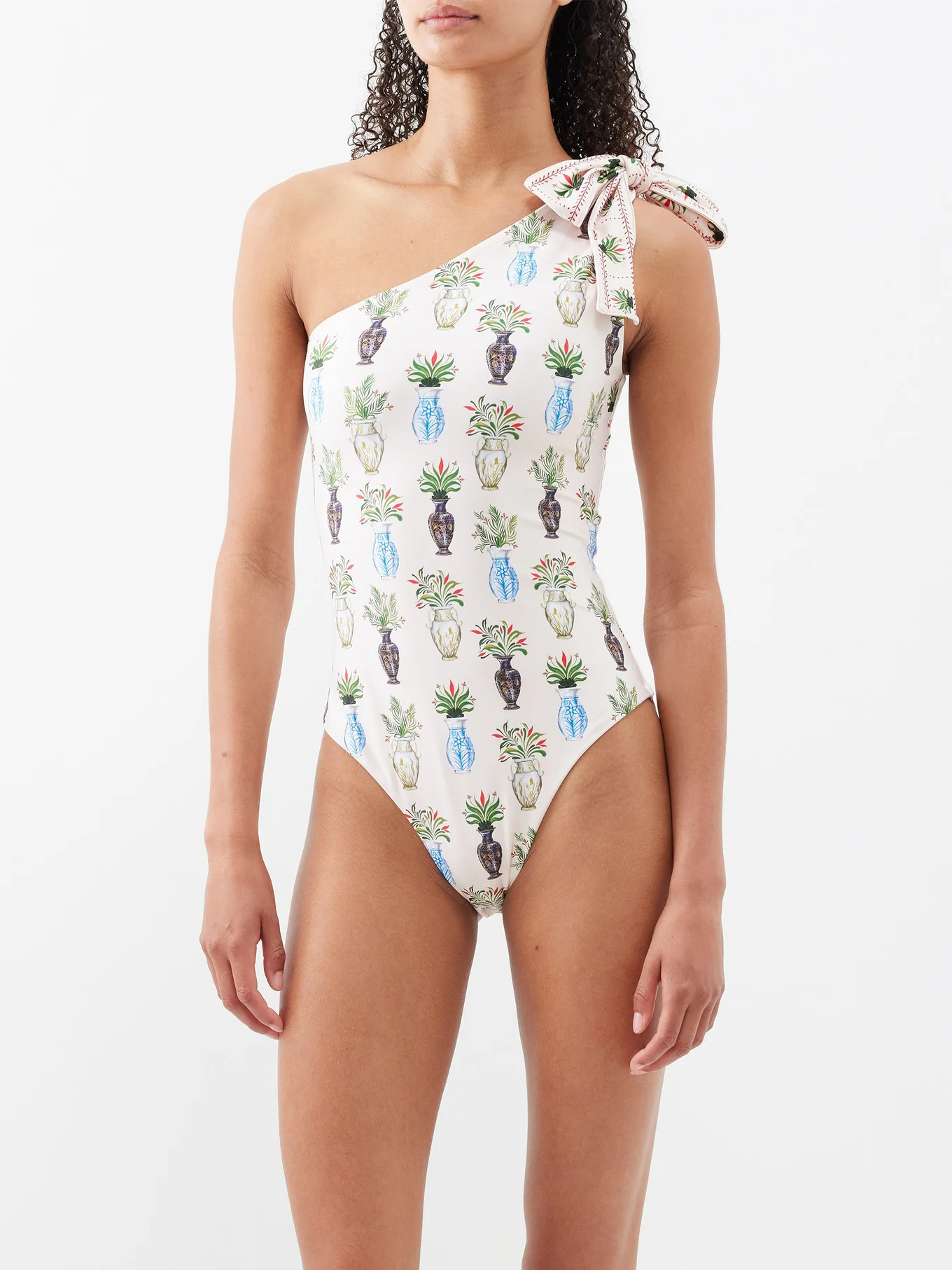 Remedios one-shoulder floral-print swimsuit | Agua by Agua Bendita | Matches (US)