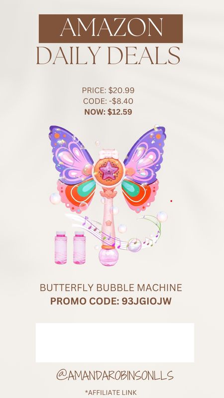 Amazon Daily Deals
Butterfly bubble gun

#LTKKids #LTKSaleAlert
