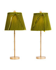 2pk 27in Bamboo Look Metal Table Lamps With Velvet Ribbon Shade | Furniture & Lighting | Marshall... | Marshalls