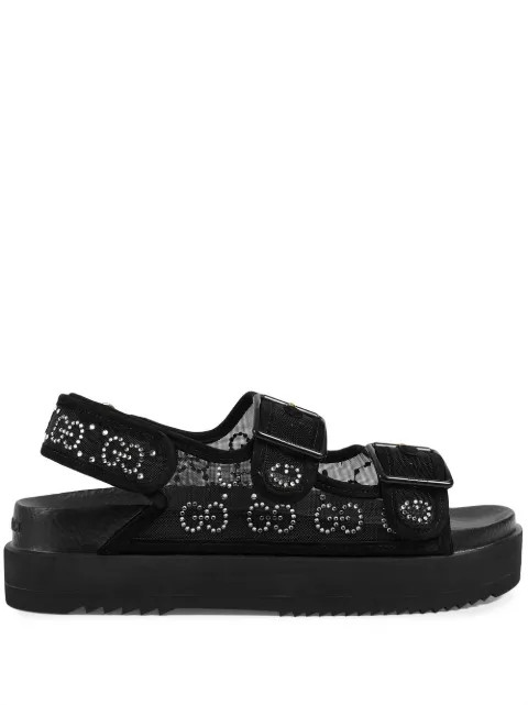 Gucci crystal-embellished monogram-pattern Sandals - Farfetch | Farfetch Global