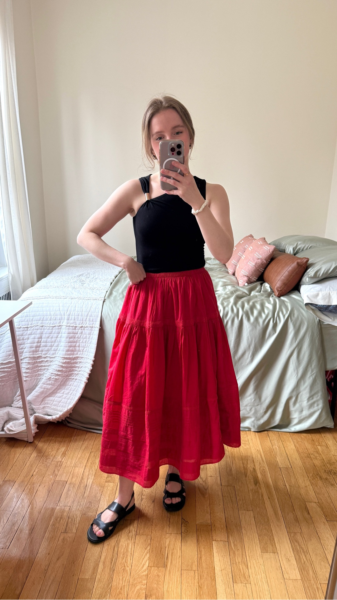 Abercrombie vacation outfit for women. Red cotton maxi skirt. Lined and elastic waist. Xs petite I’m 5ft 2. Xs petite tank

#LTKPetite #LTKSaleAlert