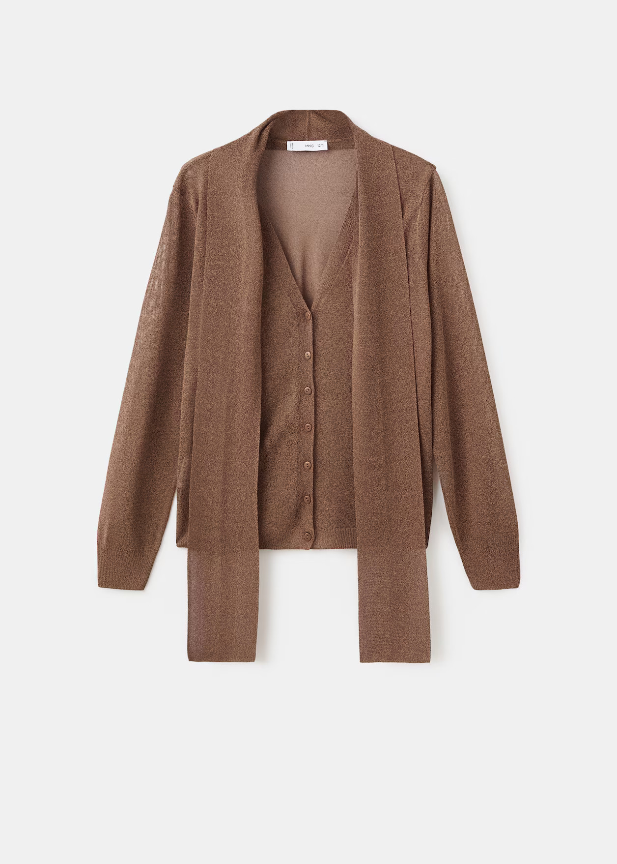 Fine-knit cardigan with foulard - Women | MANGO Netherlands | MANGO (UK)