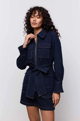 Denim Funnel Neck Jacket | Odd Muse