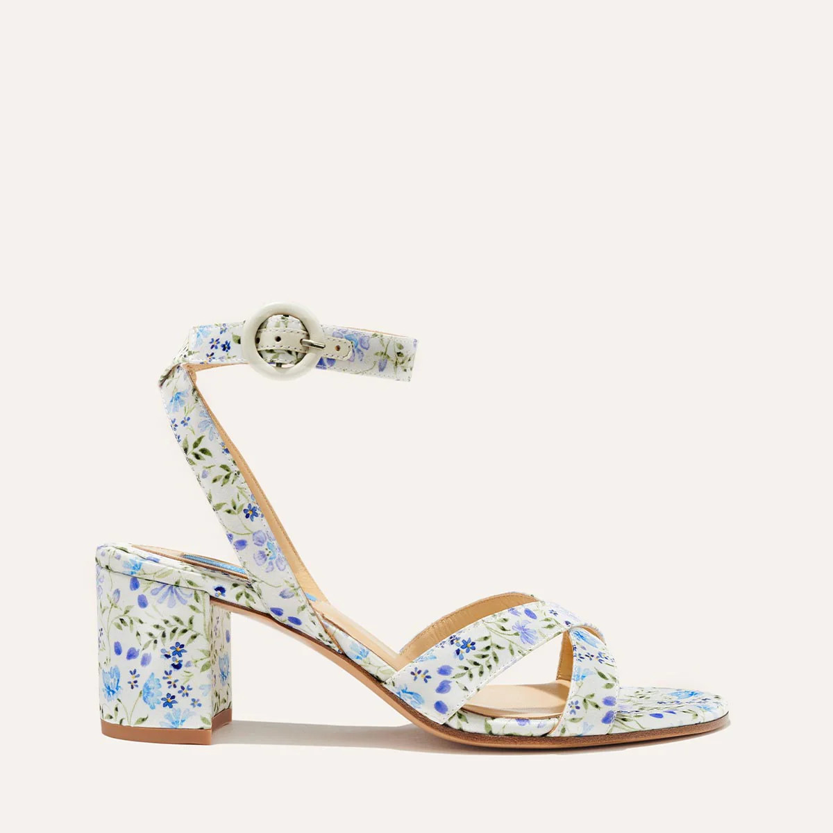 The City Sandal - Ivory Floral Satin | Margaux