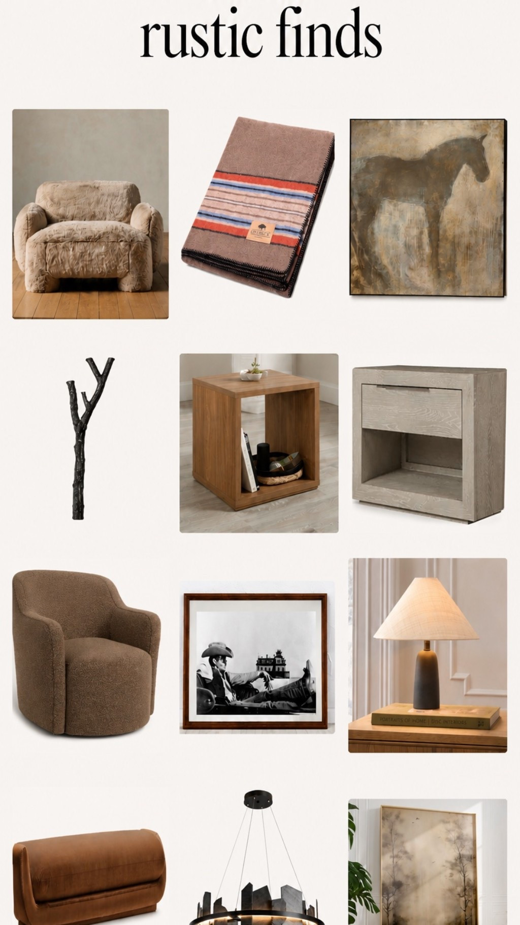 Modern + Rustic Finds for a Cozy, Collected Home

If you love warm wood tones, cozy textures, vintage-inspired artwork, and modern rustic design, these are the pieces catching my eye right now. From statement lighting and oversized art to accent chairs, table lamps, and timeless decor, these finds bring that elevated designer look while still feeling warm and inviting. Perfect for modern rustic, organic modern, mountain modern, and cozy neutral homes.

modern rustic decor, organic modern home, cozy neutral decor, rustic modern furniture, designer home finds, statement lighting, accent chairs, oversized wall art, neutral home decor, mountain modern style, warm minimalist decor, curated home finds, living room inspiration, bedroom decor ideas, luxury home style

#LTKHome #LTKSaleAlert