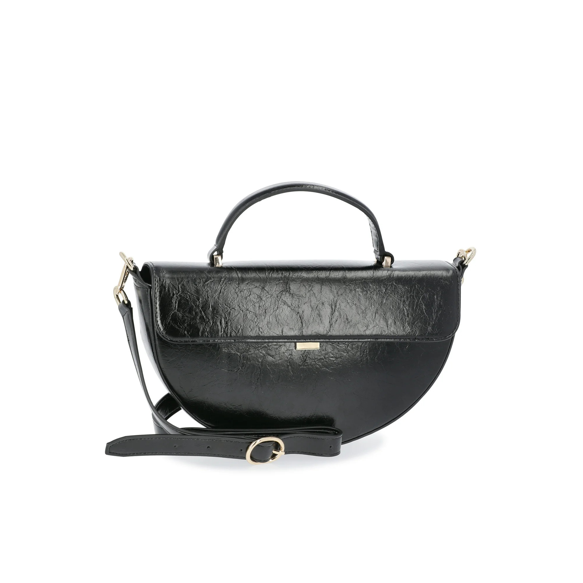 Scoop Women's Faux Leather Half Moon Satchel Bag, Black - Walmart.com | Walmart (US)