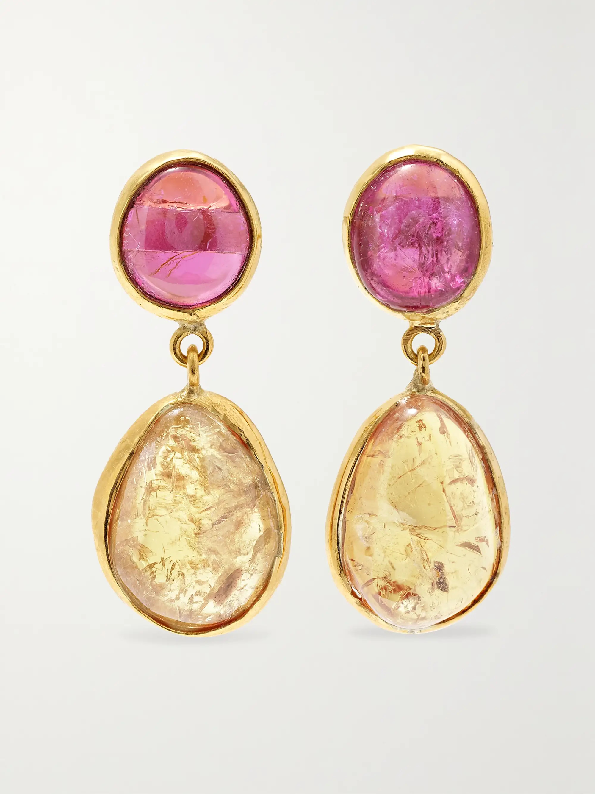 Gold Double Drop 18-karat gold, tourmaline and garnet earrings | PIPPA SMALL | NET-A-PORTER | NET-A-PORTER (US)