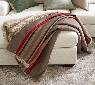 Pendleton® Yakima Faux Fur Back Stripe Oversized Throw | Pottery Barn (US)
