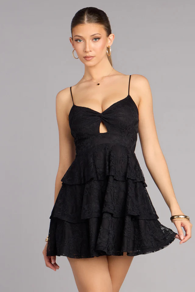 Boldly Sweet Lace Ruffle Mini Dress | Windsor Stores