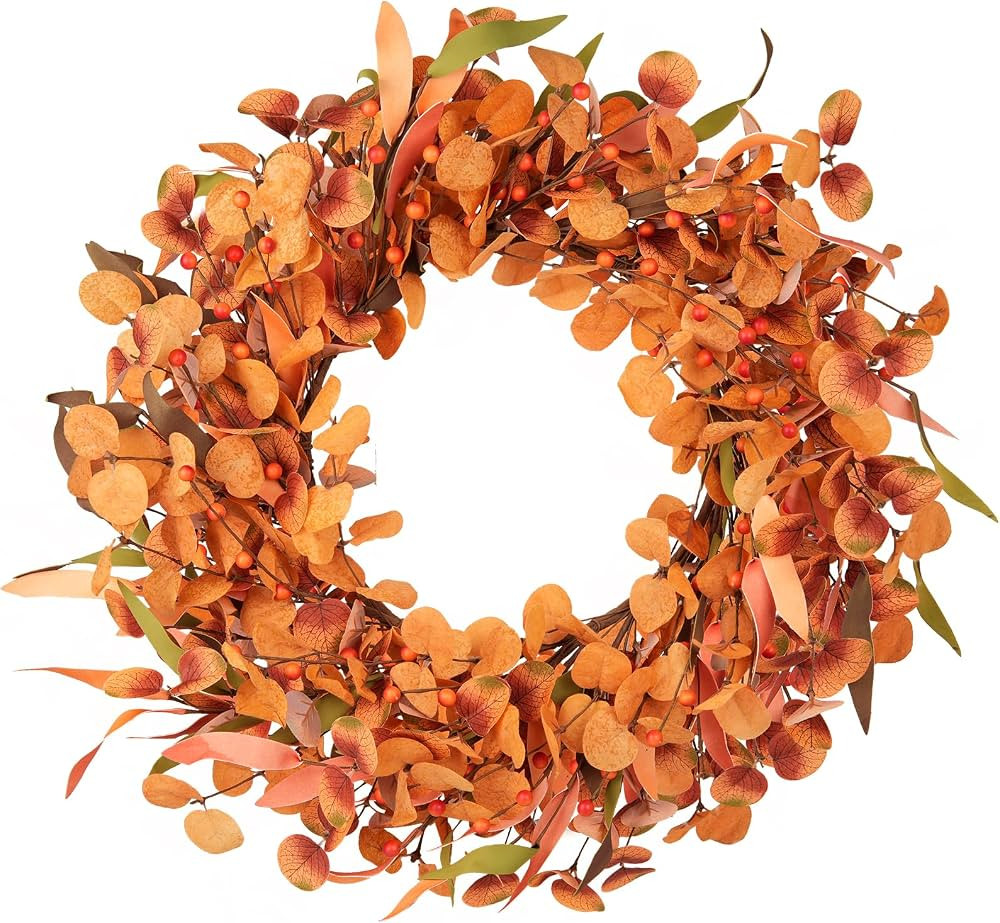 MACTING Fall Wreath for Front Door, 18 Inch Autumn Farmhouse Door Wreaths, Thanksgiving Eucalyptu... | Amazon (US)