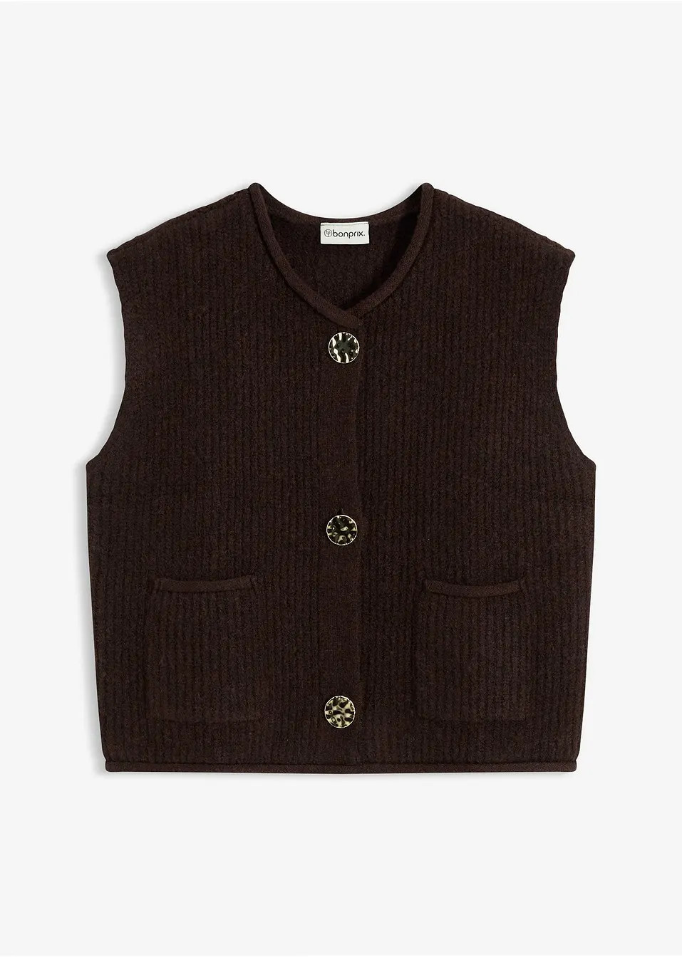 Gilet sans manches en maille à boutons décoratifs | Bonprix FR