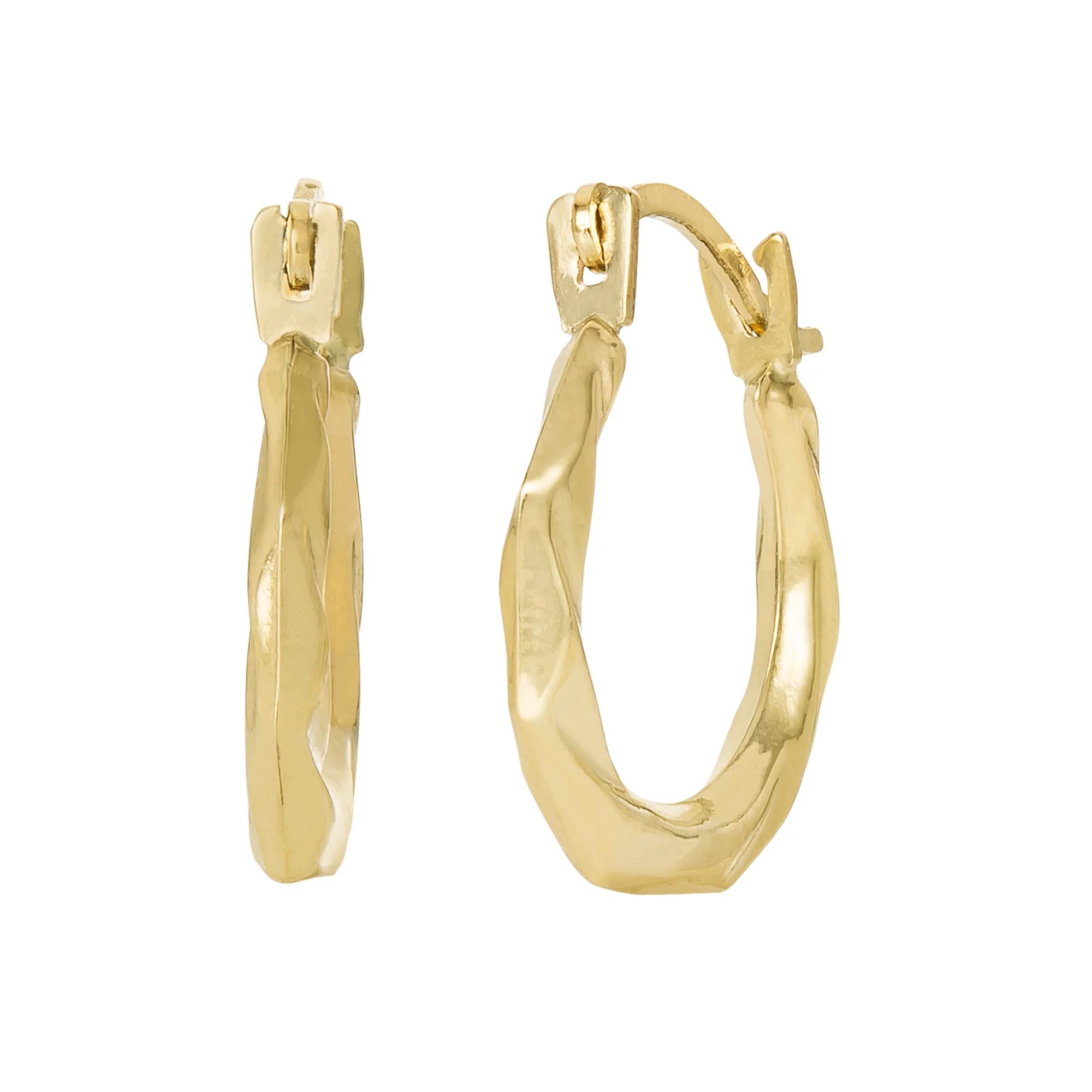 14KT Yellow Gold Swirl Hoop Earrings | Walmart (US)