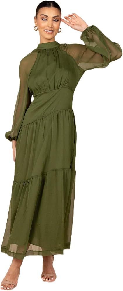 Petal & Pup Womens Julip Sheer Long Sleeve Maxi Dress | Amazon (US)