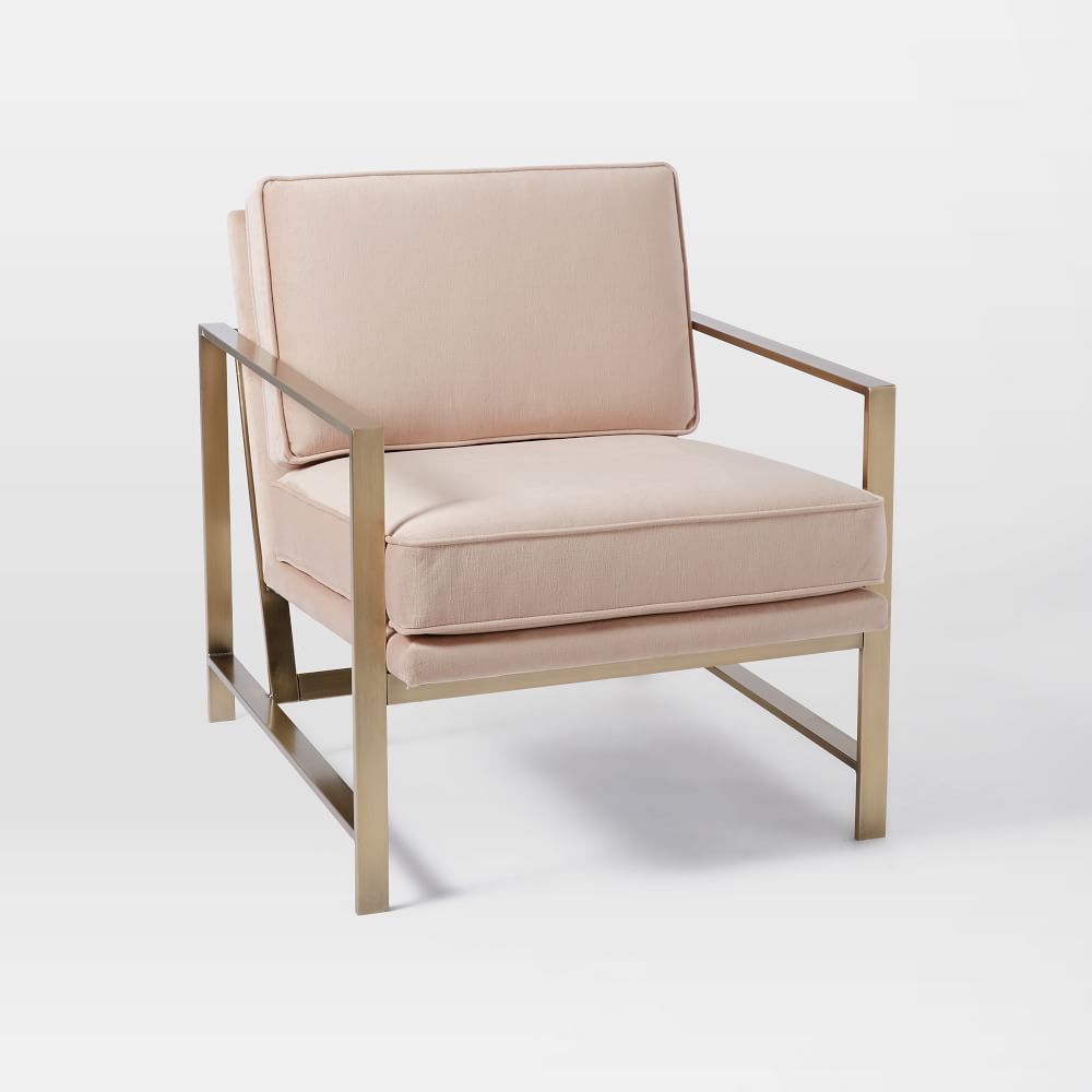 Metal Frame Upholstered Chair - Dusty Blush | West Elm (UK)