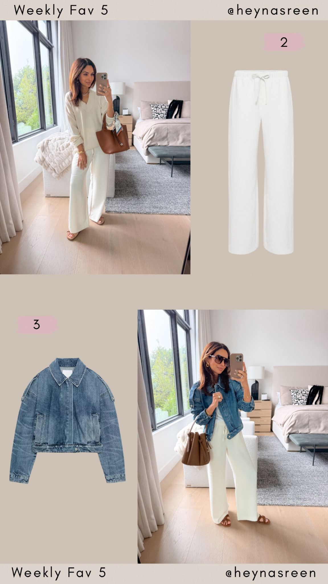 Fav 5: 
#2: Aritzia lodge pants, so comfy but still looks chic! I’m wearing an XS short.
#3: Zara cropped denim jacket, I’m wearing an XS. Such a cute layering piece! 