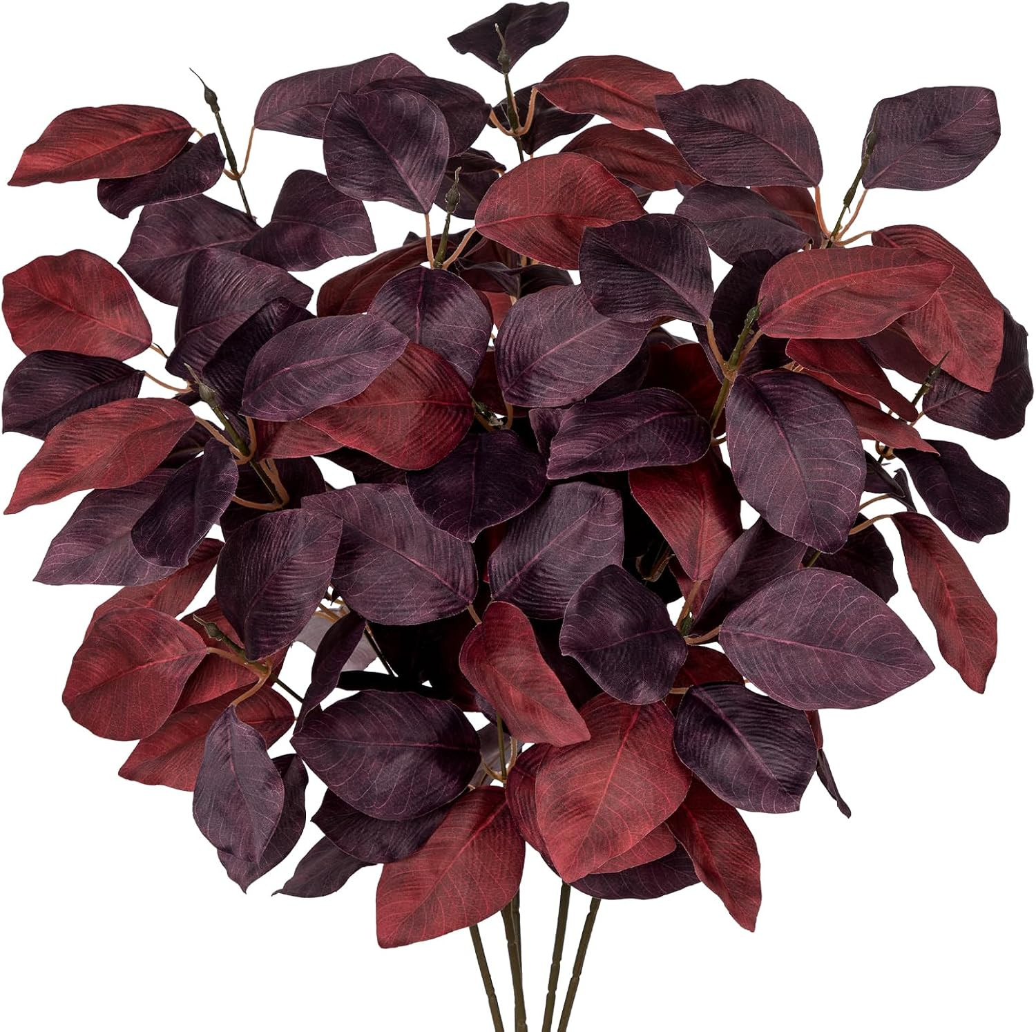 Briful 5 PCS Fall Leaves Artificial Magnolia Leaf Branches, 26" Burgundy Autumn Fake Plant Stems for Vase Floral Arrangement Kitchen Table Home Fall Decoration | Amazon (US)