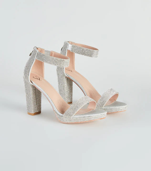 Oh My Shine Rhinestone Block Heels | Windsor Stores