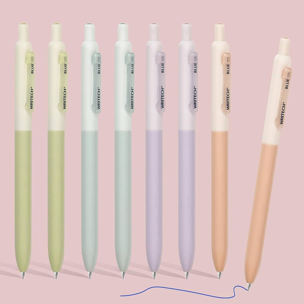 WRITECH Gel Pens Fine Point: Retractable 0.5mm Blue Ink Silent Click Extra Fine No Smear Smudge S... | Amazon (US)