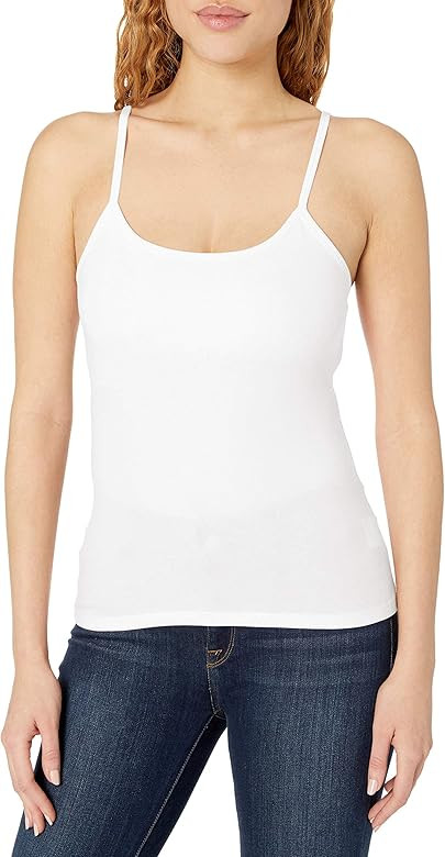 Hanes Women's Stretch Cotton Cami with Built-in Shelf Bra | Amazon (US)