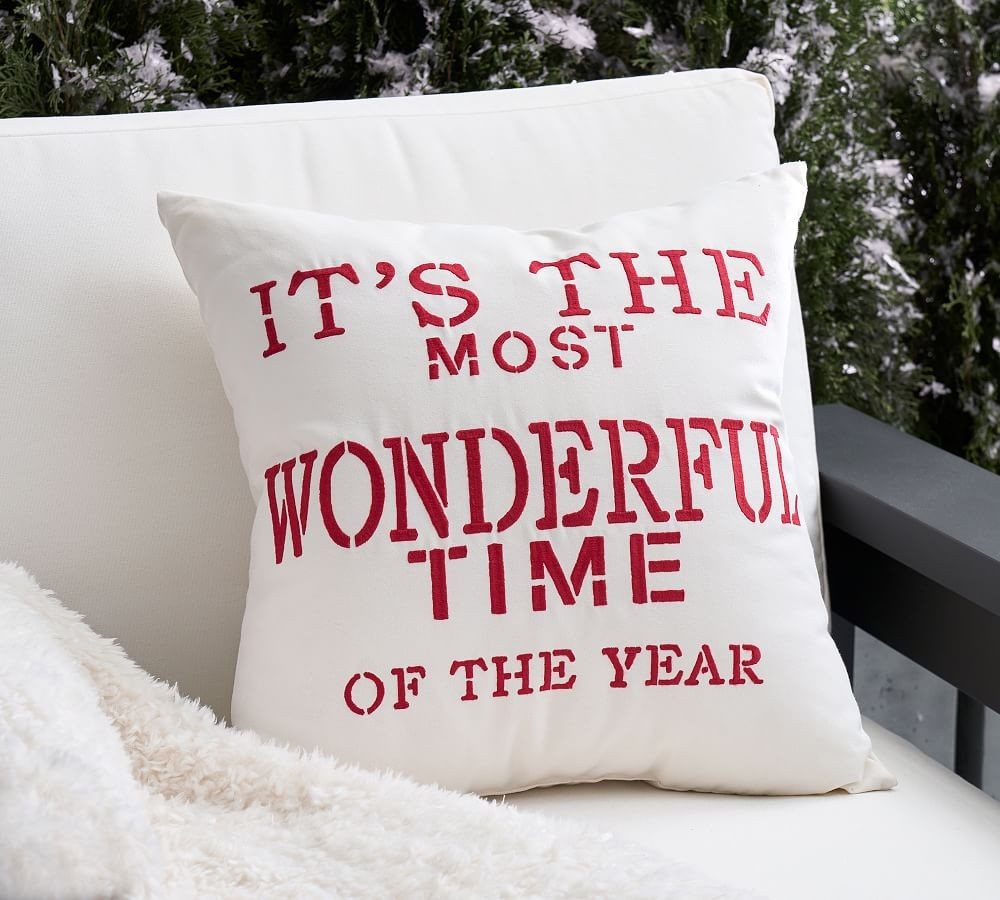 It's The Most Wonderful Time Indoor/Outdoor Pillow | Pottery Barn (US)