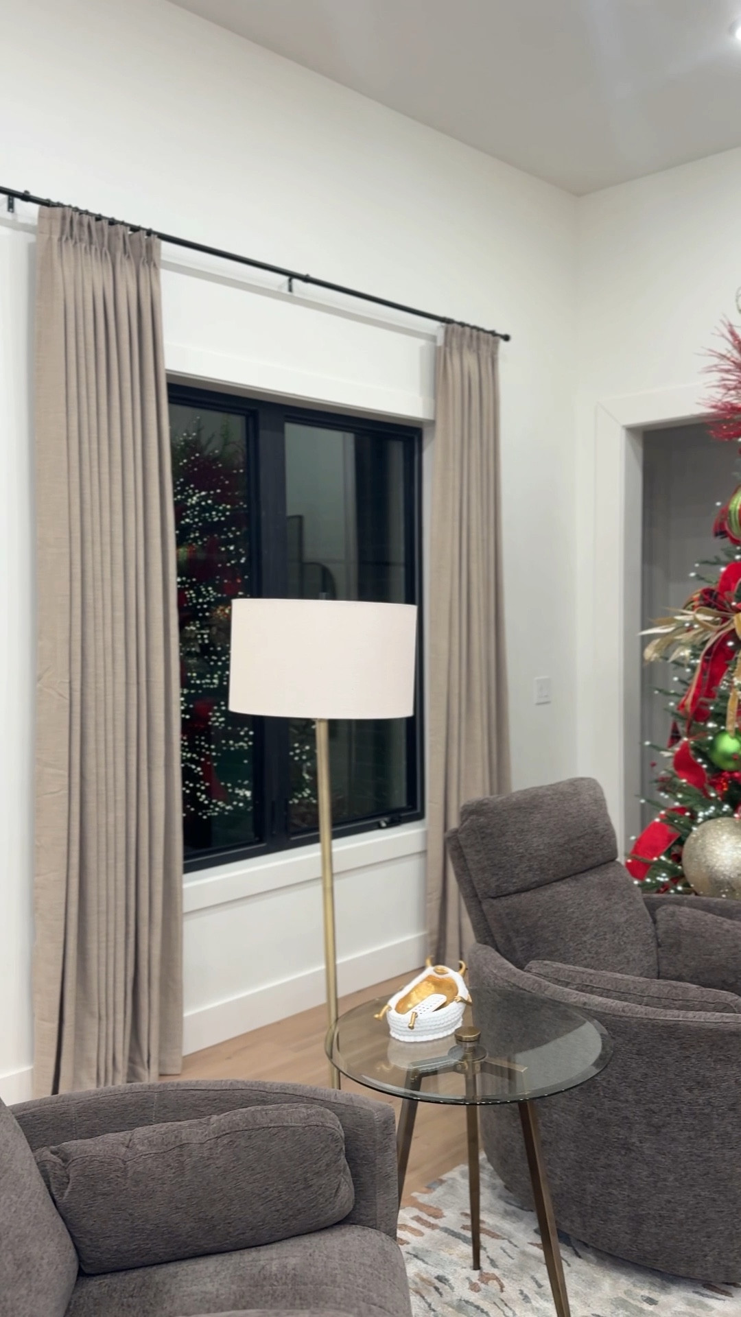 New curtains from TWOPAGES for my living room

Curtains details:
Liz Linen Pleated Drapes
Color: Grey Beige
Unlined 
Panels are 46 inches wide, 110 inches long
2 panels per window 