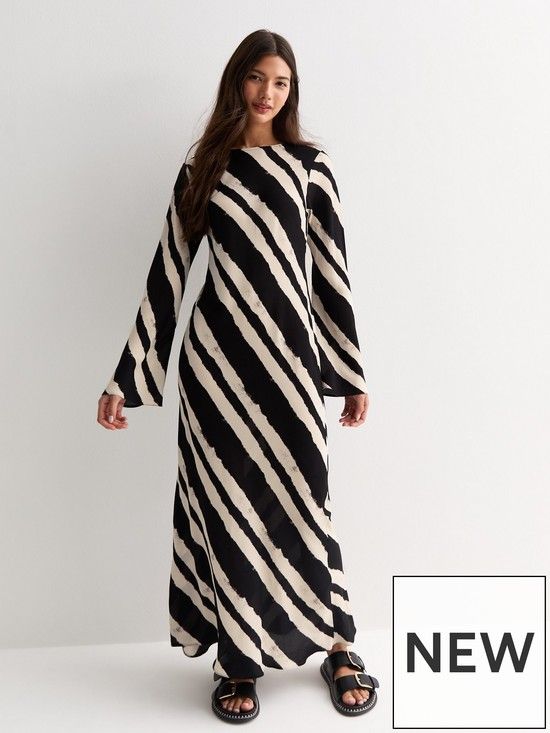 Black Diagonal Stripe Maxi Dress | Very (UK)