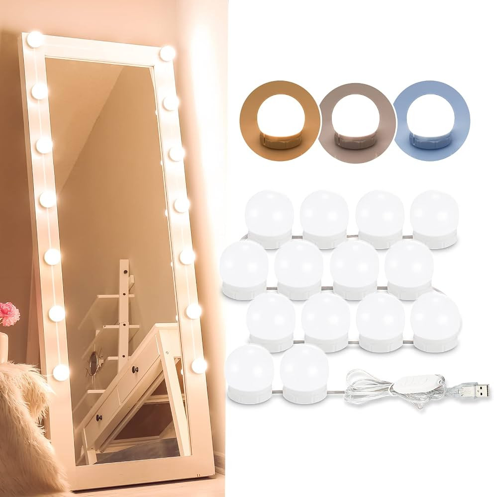 LED Vanity Lights For Mirror, Consciot Hollywood Style Lights With 14 Dimmable Bulbs, Adjustable ... | Amazon (US)