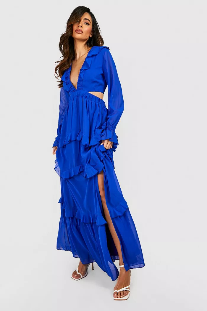 Frill Detail Woven Maxi Dress | boohoo (US & Canada)
