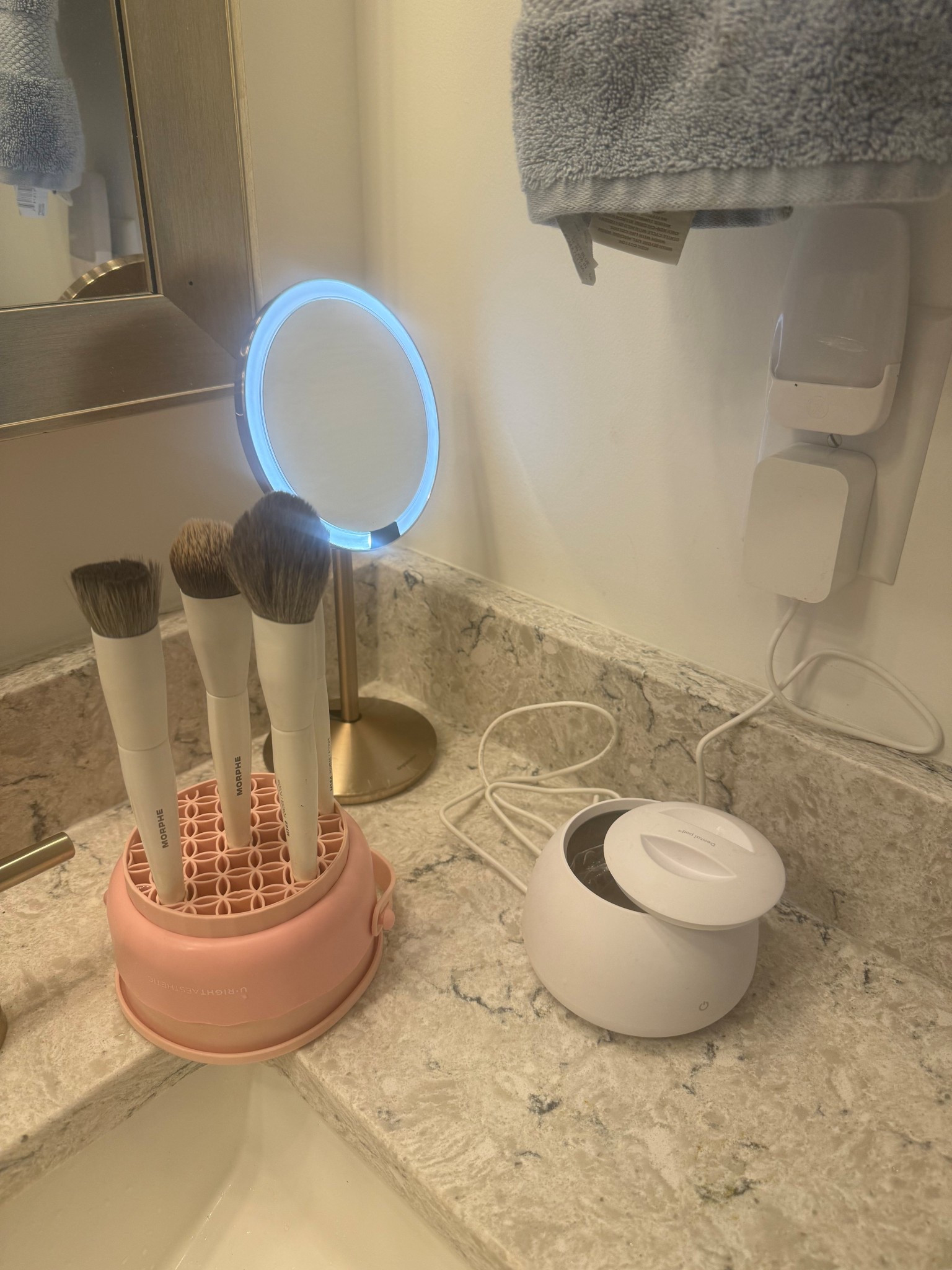 • Makeup brushes I wash weekly with a gentle soap & store in this drying dish
• Dental pod cleaner for my retainers — I use the cleaner tablets 2× a week, then just warm water the other mornings
• This makeup mirror — a must for getting ready

#LTKGiftGuide #LTKgrwm #LTKselfcare
