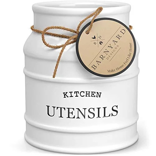 Barnyard Designs Ceramic Utensil Crock Holder for Kitchen Counter, Rustic Farmhouse Countertop De... | Walmart (US)