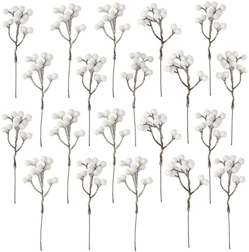 Crafare 36 Pack Artificial Berry Stems 7 Inch White Holly Berry Picks for Christmas Tree Decorati... | Amazon (US)