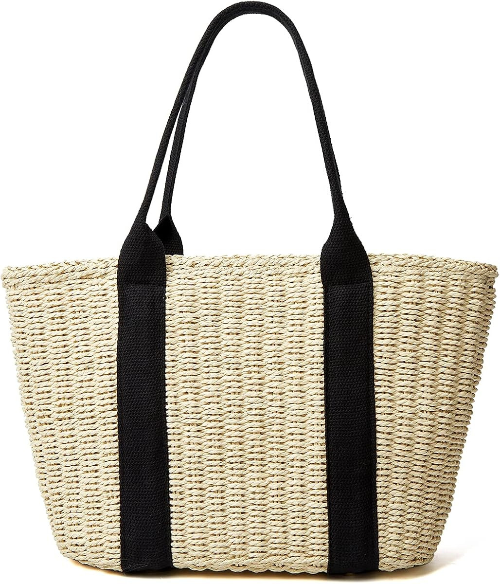 Summer Straw Bag For Women, Beach Straw Bag Purse Large Capacity Woven Tote Bags | Amazon (US)