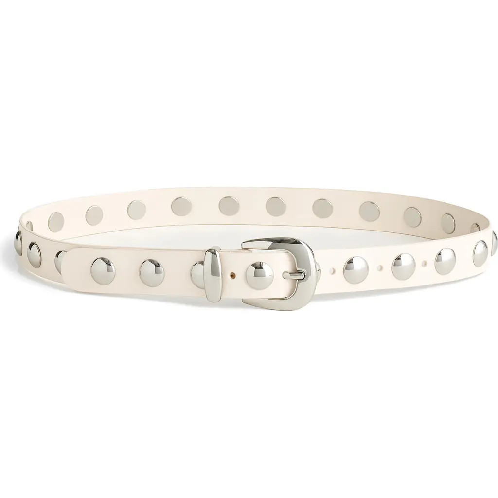 Madewell Studded Western Leather Belt in Ivory at Nordstrom, Size Large | Nordstrom