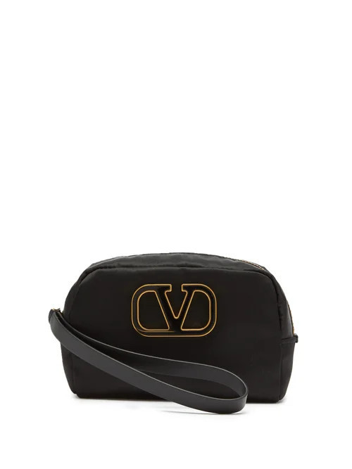 Valentino Garavani - V-logo Canvas Cosmetics Bag - Womens - Black | Matches (US)