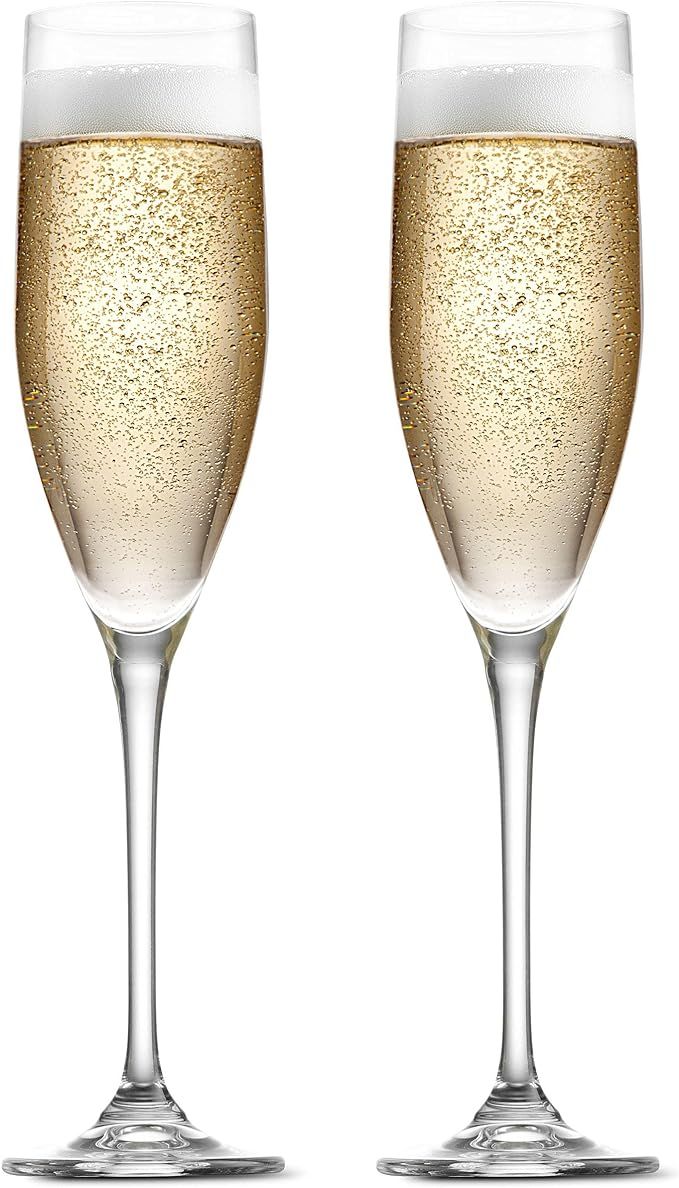 Godinger Champagne Glasses, Stemmed Champagne Flutes, Champagne Glass, European Made - 8oz, Set o... | Amazon (US)