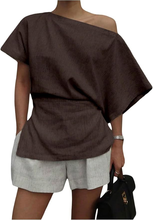 MakeMeChic Asymmetrical Tops Blouse Dressy Shirt | Amazon (US)