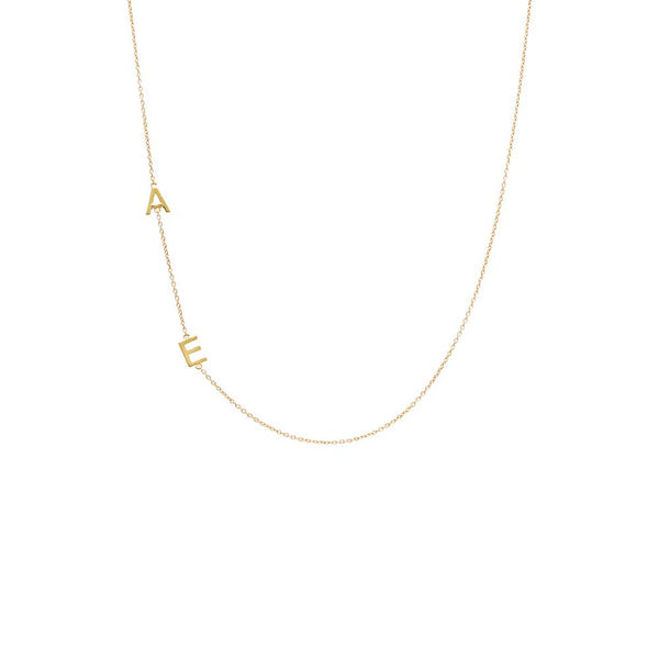 Solid Double Initial Necklace 14K | Adina Eden