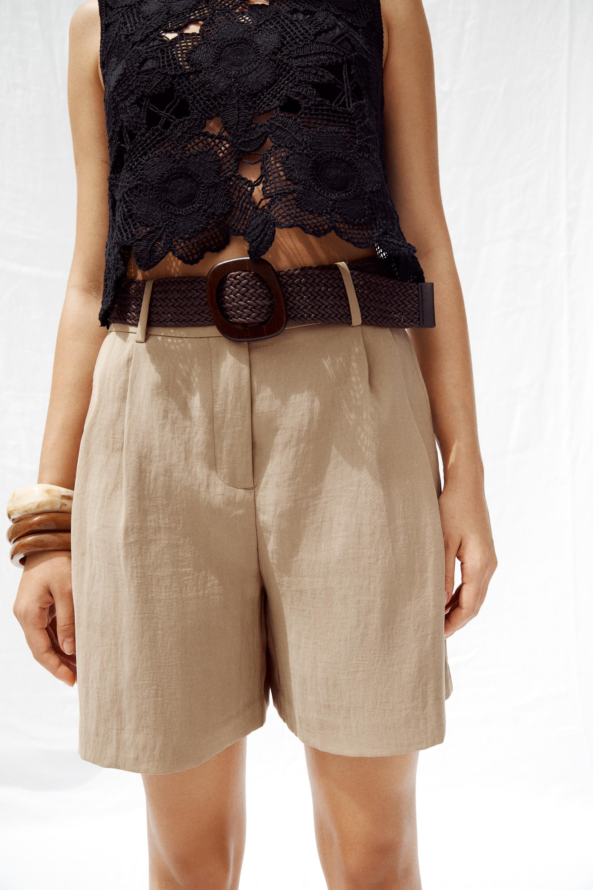 PLEATED BELT SHORTSMid-camel+4 | Zara US