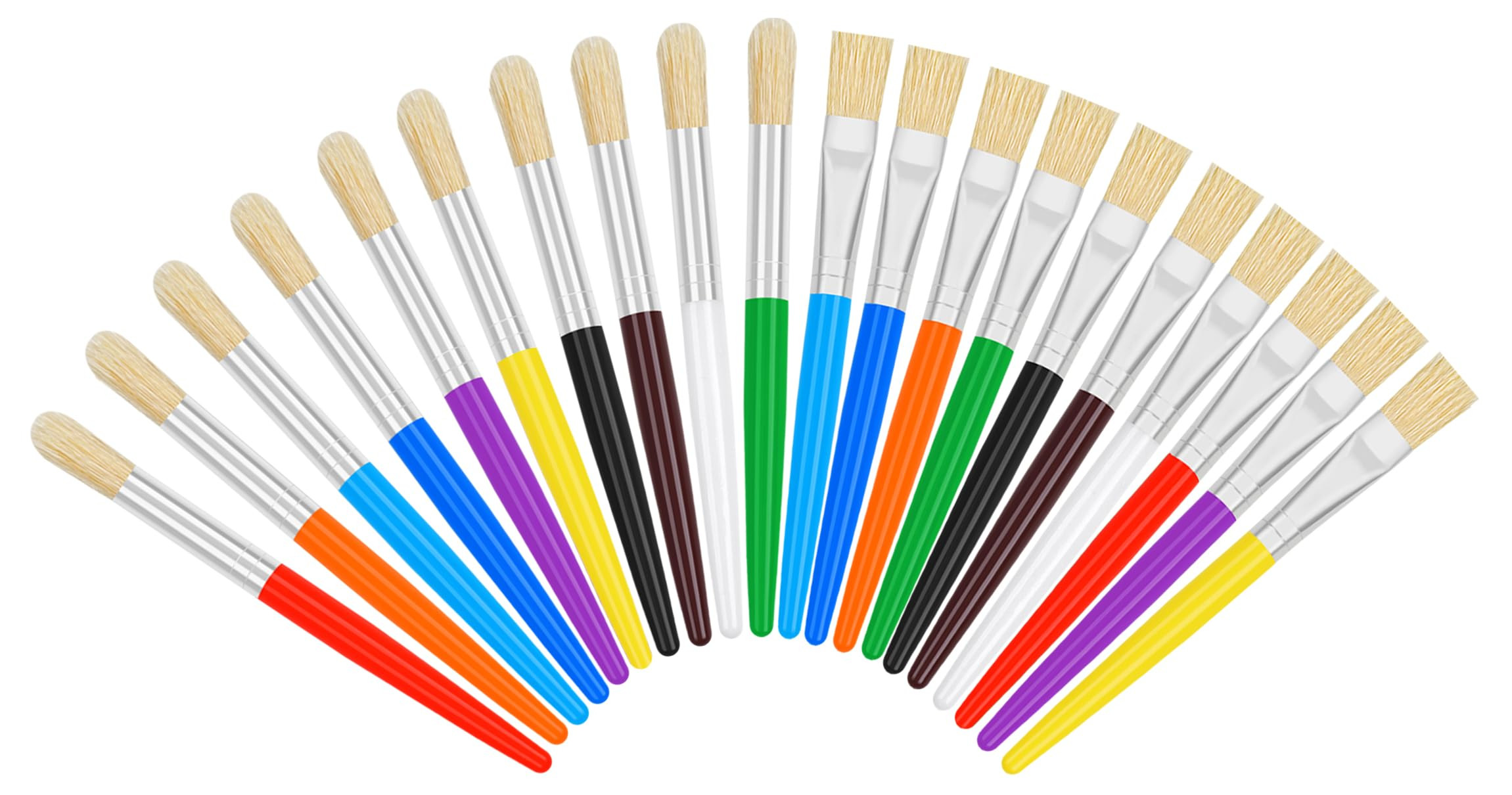 20 Pcs Kids Paint Brushes - Round & Flat, Easy Hold & Clean, Bristle Craft for Acrylic, Oil & Wat... | Amazon (US)
