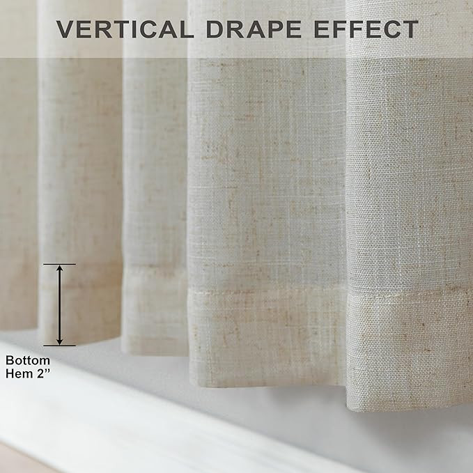 Flax Linen Curtains 84 Inch Length for Bedroom 2 Panels Back Tab Pocket Light Filtering Simple Ca... | Amazon (US)