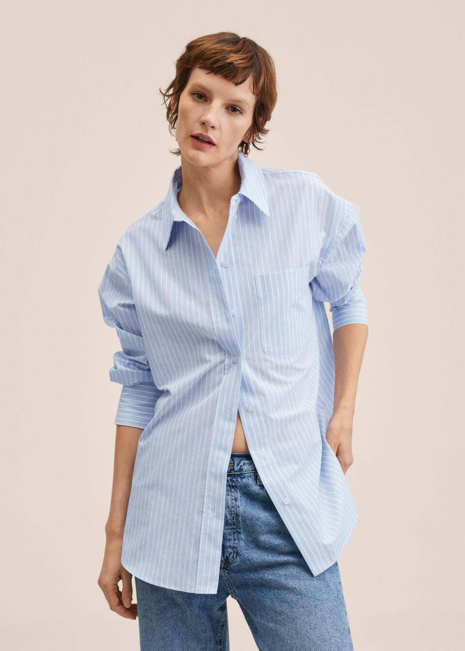 Oversize cotton shirt | MANGO (UK)