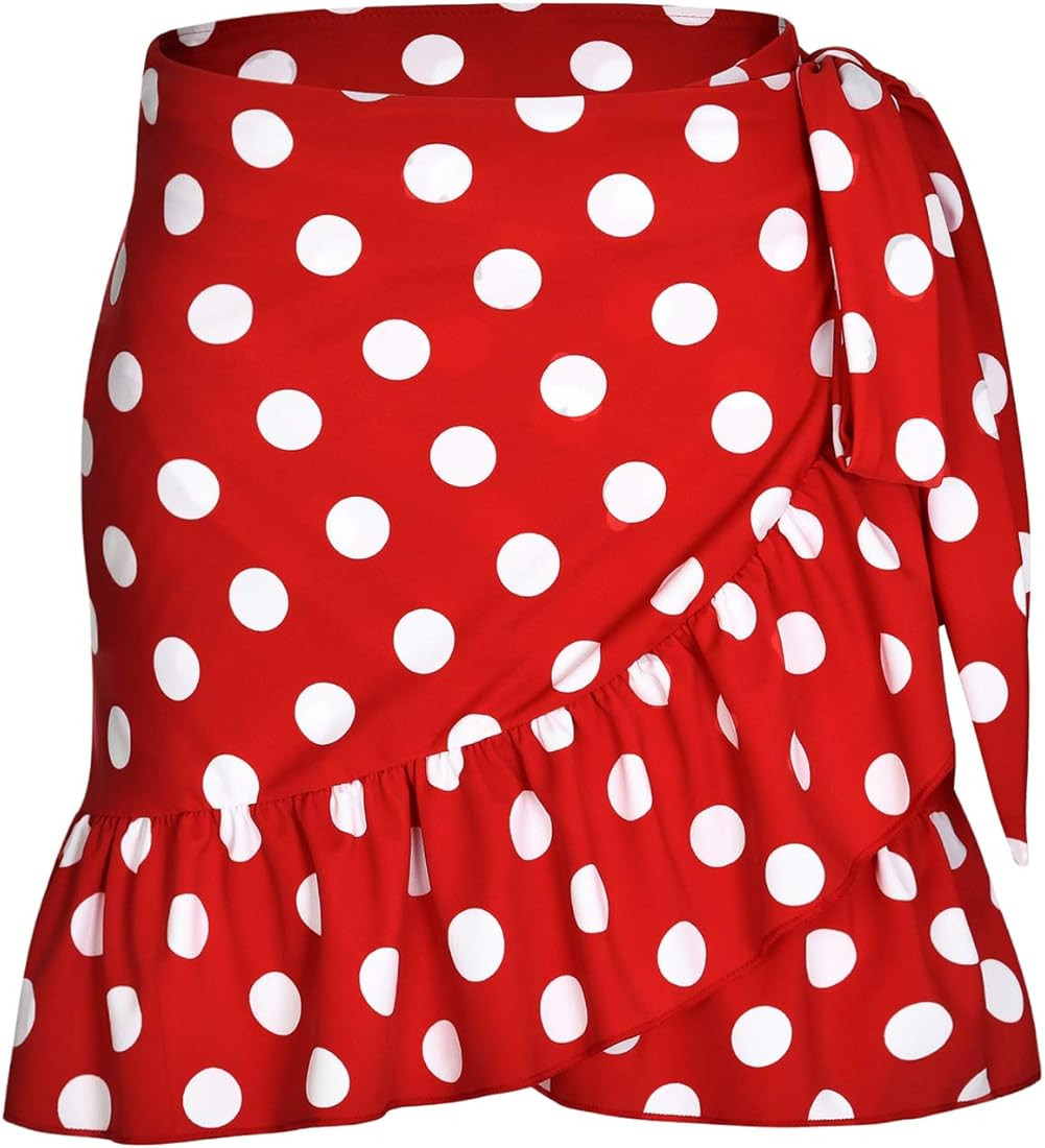 ChinFun Women's Ruffle Sarongs Beach Wrap Cover Up Swimwear Bikini Bottoms High Waisted Tankini S... | Amazon (US)